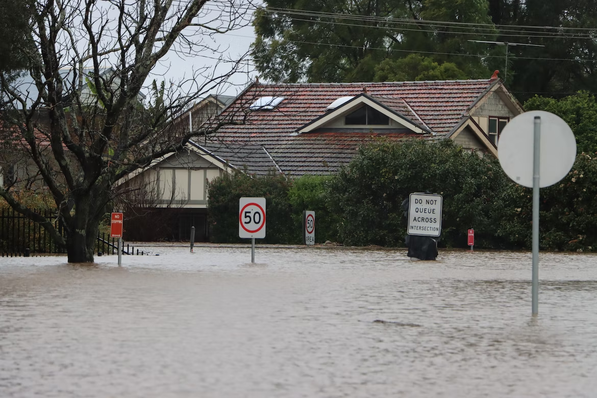 Flooding outside a home